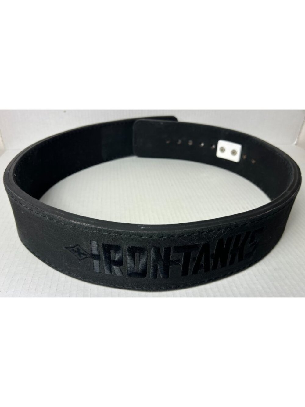 Irontanks Caliber 10mm 3" Powerlifting Belt Black w Matte White Lever Buckle - Picture 3 of 9